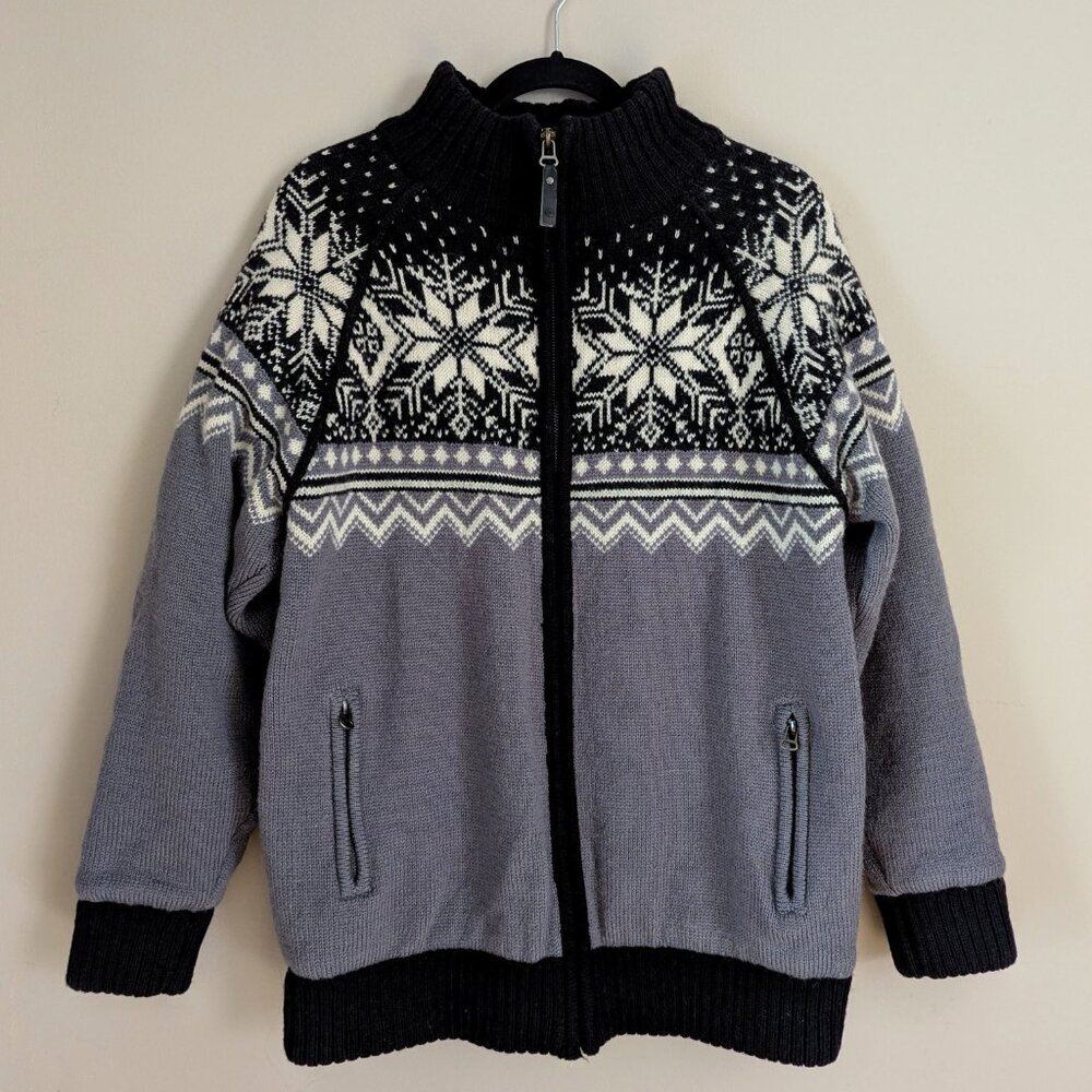 ICEWEAR Iceland  100% Worsted Wool Full Zip Sweater Jacket Lined Women L Men S/M